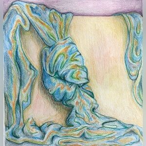 NEW Handmade Hand Crafted Wall Art Pencil Drawing Fabric Knot Illustration Home